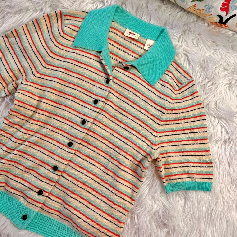 Levi’s • Wool Blend Short Sleeve Palmer Polo Button Up Sweater